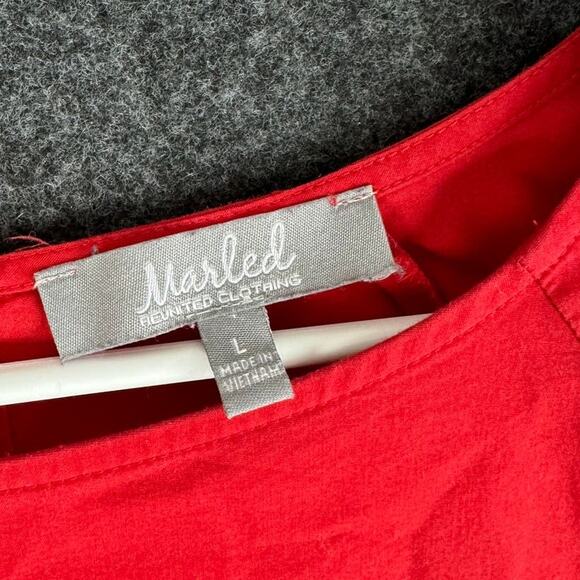 Marled Reunited Clothing Large Red Blouse Cotton Polyester Spandex - Picture 3 of 7